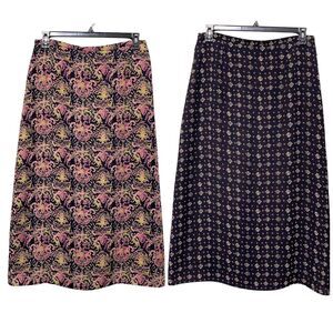 Womens Reversible Skirt Slit Back Damask/Floral Pattern Size Large? Waist 33"
